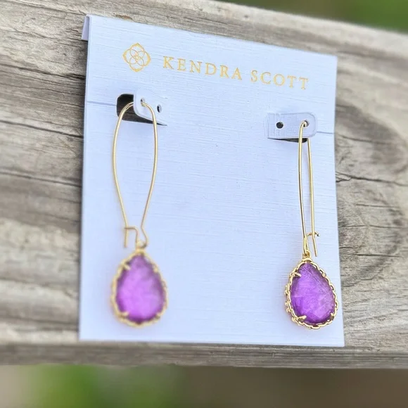 Kendra Scott Macrame Dee Drop Earrings in Purple Mica - Picture 2 of 4
